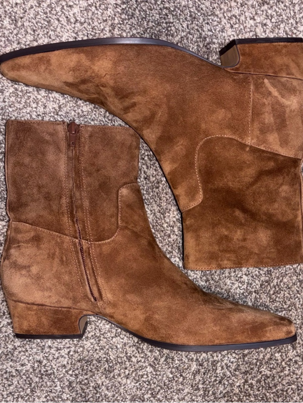 Brown Suede Women’s Ankle Boots - Stylish Side-Zip Chelsea